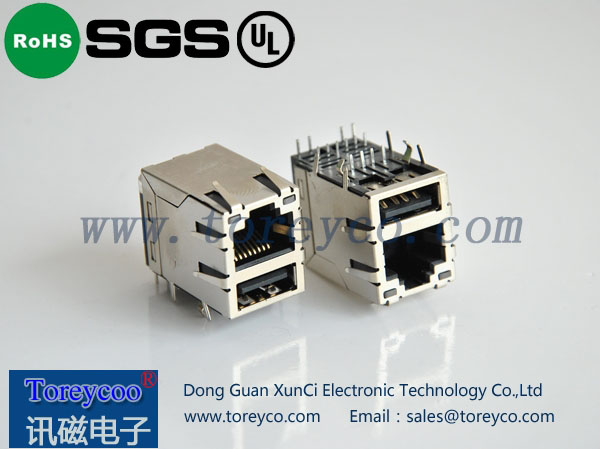 RJ45+單層USB