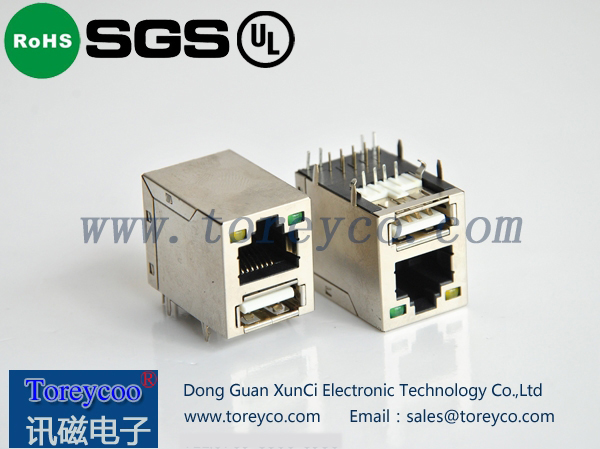 RJ45+單層usb連接器
